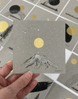 Mt. Baker Inspired Snowy Mountain and Moon with Little Dipper - Grey and Gold Collection 