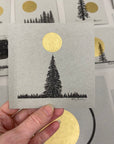 Big Tree, little trees and the Moon on top - Grey and Gold Collection 