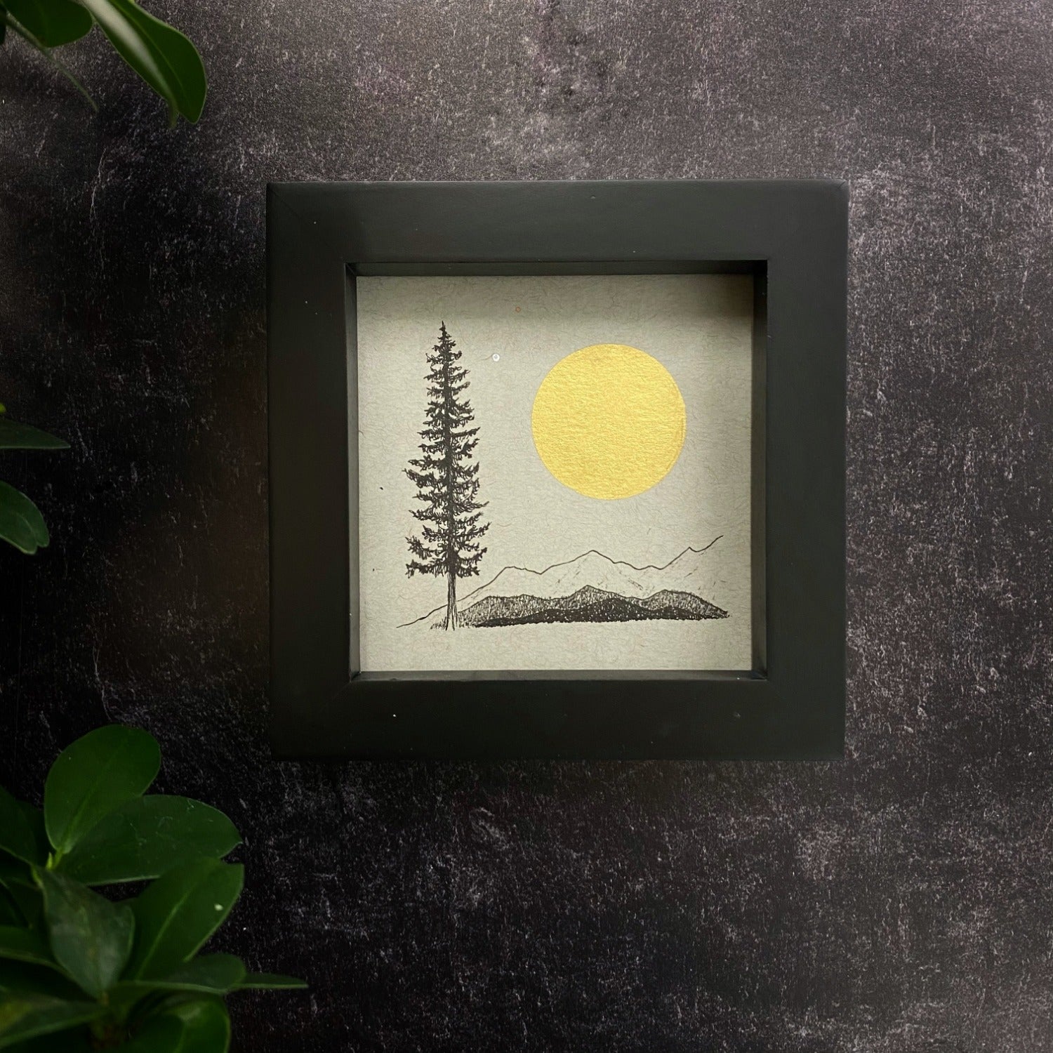 Daytime Moon, Sun, Mountain, Water and Solo Tree - Grey and Gold Collection 