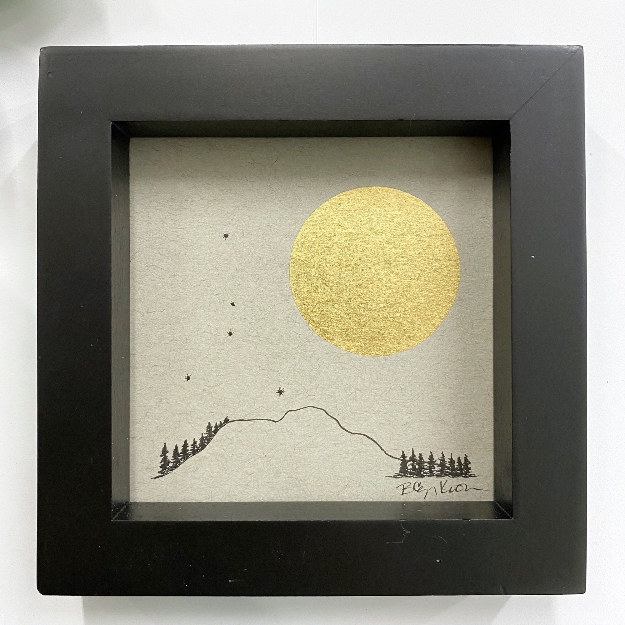 Giant Full Moon with Cancer Constellation - Grey and Gold Collection 