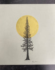 Super Moon and Tall Tree - Grey and Gold Collection 