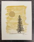 Golden Sky and Moon - Original Drawing - 6" x 8"