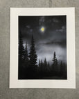 Winter Night Sky 33 - Mystical forest, mountain and moon - Photo Composite Print 4- Print to Order