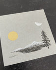 Daytime Moon, Sun, Mountain, Water and Solo Tree - Grey and Gold Collection 