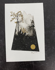 Beauty in the Upside Down 30 - Gold Leaf Tree and Fern - Original Drawing - 4”x6”