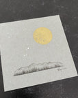 Lyra, Full Moon and a Grassy Mountain Horizon - Grey and Gold Collection 