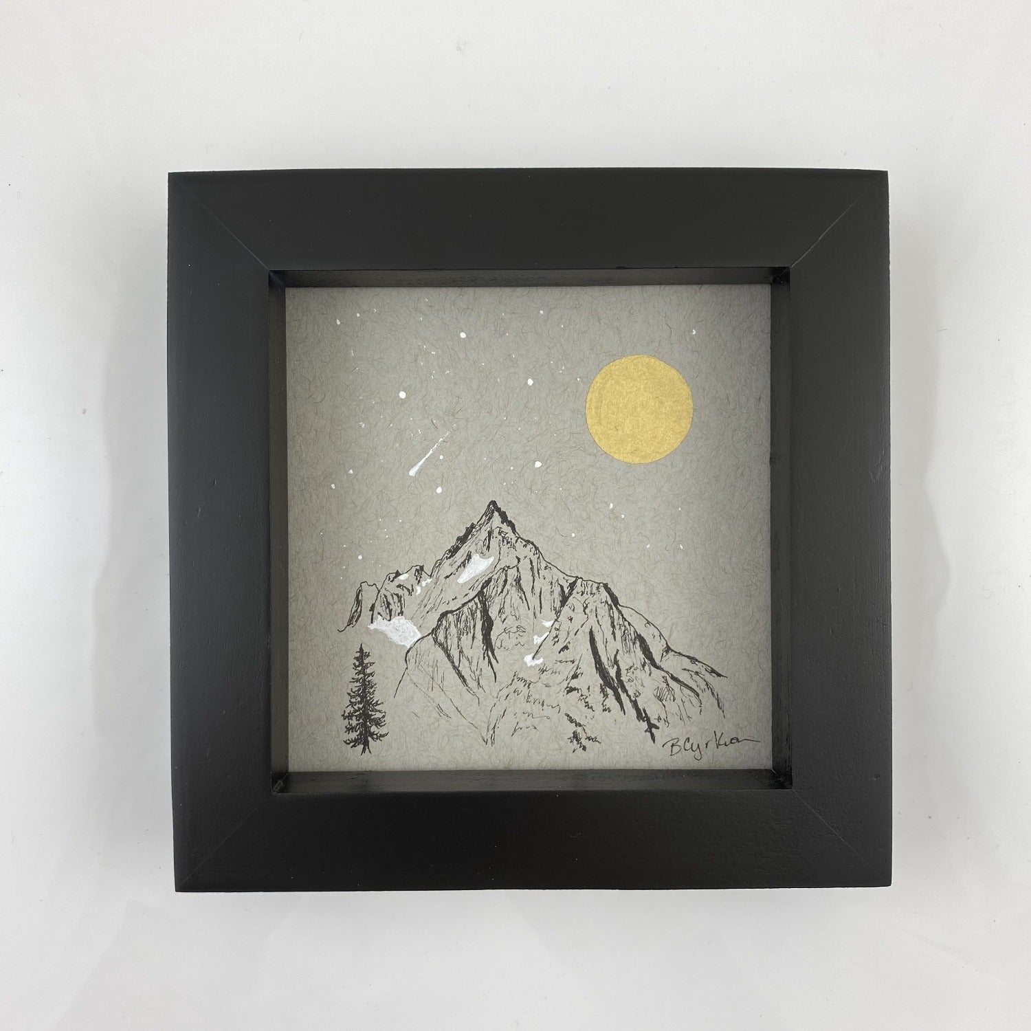 Moon, Cassiopeia and Mt. Hood (and star trails) - Grey and Gold Collection 