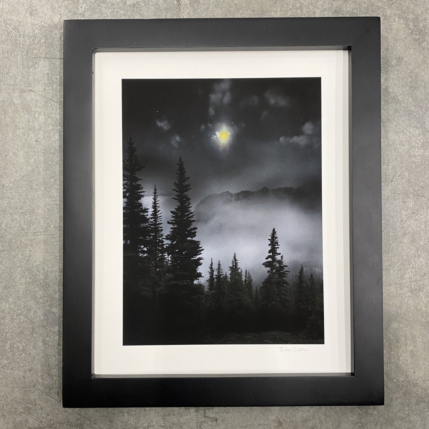 Winter Night Sky 33 - Mystical forest, mountain and moon - Photo Composite Print 4- Print to Order