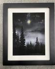 Winter Night Sky 33 - Mystical forest, mountain and moon - Photo Composite Print 4- Print to Order