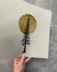 Super Moon and Tall Tree - Grey and Gold Collection 