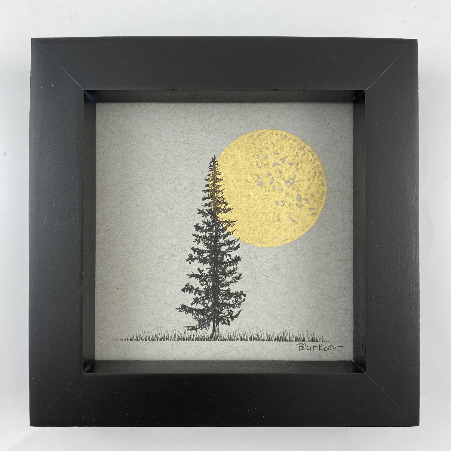 Centered Tree and Solo Moon - Grey and Gold Collection 