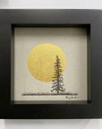 Large Full Moon in a Field with Solo Tree - Grey and Gold Collection 