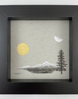 Daytime Moon, Sun, Mountain, Water and Solo Tree - Grey and Gold Collection 