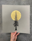 Super Moon and Tall Tree - Grey and Gold Collection 