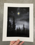 Winter Night Sky 33 - Mystical forest, mountain and moon - Photo Composite Print 4- Print to Order