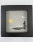 Daytime Moon, Sun, Mountain, Water and Solo Tree - Grey and Gold Collection 