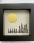 Tree line and Full Moon - Grey and Gold Collection 