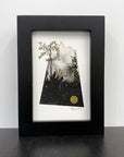 Beauty in the Upside Down 30 - Gold Leaf Tree and Fern - Original Drawing - 4”x6”