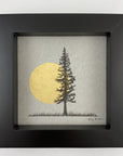 Giant Moon and Solo Tree in Field - Grey and Gold Collection 