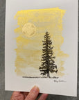 Golden Sky and Moon - Original Drawing - 6" x 8"