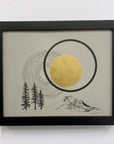 Mountain, Star Trails, Moon and Trees - Grey and Gold Collection 