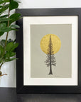 Super Moon and Tall Tree - Grey and Gold Collection 