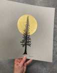 Super Moon and Tall Tree - Grey and Gold Collection 