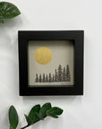 Tree line and Full Moon - Grey and Gold Collection 