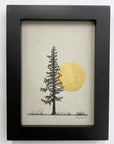 Very Tall Tree and Full Moon in a Spring Field - Grey and Gold Collection 