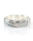 Leaf Imprint Band in Palladium Sterling Silver - Size 8 - Ready to Ship - Beth Cyr Handmade Jewelry