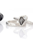 Meteorite and Moissanite Ring Set in Palladium Sterling Silver - size 6 1/4 - Ready to Ship - Beth Cyr Handmade Jewelry