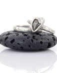 Meteorite and Moissanite Ring Set in Palladium Sterling Silver - size 6 1/4 - Ready to Ship - Beth Cyr Handmade Jewelry