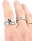 Meteorite and Moissanite Ring Set in Palladium Sterling Silver - size 6 1/4 - Ready to Ship - Beth Cyr Handmade Jewelry