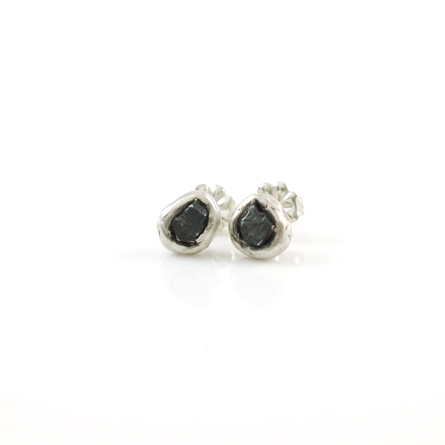 Meteorite Post Earrings in Sterling Silver - Ready to ship - Beth Cyr Handmade Jewelry