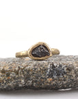 Single Meteorite Ring in 14k Yellow Gold- size 5 - Ready to Ship