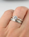 Landscape band with moissanite simplicity ring - final balance