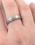 Mountain Ring Set with Dark Gray Moissanite in Palladium/Silver - size 6 - Ready to Ship - Beth Cyr Handmade Jewelry