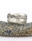 Mountain, Sea and Sand Ring in Palladium Sterling Silver with Moissanite - Size 8 - Ready to Ship - Beth Cyr Handmade Jewelry