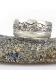 Mountain, Sea and Sand Ring in Palladium Sterling Silver with Moissanite - Size 8 - Ready to Ship - Beth Cyr Handmade Jewelry