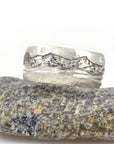 Mountain, Sea and Sand Ring in Palladium Sterling Silver with Moissanite - Size 8 - Ready to Ship - Beth Cyr Handmade Jewelry