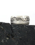 Mountain, Sea and Sand Ring in Palladium Sterling Silver with Moissanite - Size 8 - Ready to Ship - Beth Cyr Handmade Jewelry