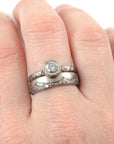 Mountain Ring Set with Dark Gray Moissanite in Palladium/Silver - size 6 - Ready to Ship - Beth Cyr Handmade Jewelry