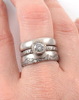 Mountain Ring Set with Dark Gray Moissanite in Palladium/Silver - size 6 - Ready to Ship - Beth Cyr Handmade Jewelry