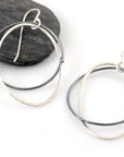 Night and Day Earrings - Argentium Sterling Silver Intertwined Circle and Oval - Ready to Ship - Beth Cyr Handmade Jewelry