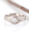 Moissanite Love Knot Engagement Ring in 14k Palladium White Gold - size 7 - Ready to Ship - Beth Cyr Handmade Jewelry