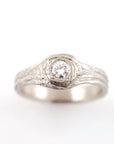 Moissanite Love Knot Engagement Ring in 14k Palladium White Gold - size 7 - Ready to Ship - Beth Cyr Handmade Jewelry