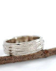 Tree Bark Wedding Rings Palladium White Gold - Made to Order - Beth Cyr Handmade Jewelry