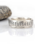 Tree and Sea Wedding Rings in Palladium Sterling Silver  - Made to Order - Beth Cyr Handmade Jewelry