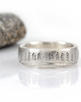 Tree and Sea Wedding Rings in Palladium Sterling Silver  - Made to Order - Beth Cyr Handmade Jewelry