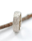 Tree Bark Wedding Rings Palladium White Gold - Made to Order - Beth Cyr Handmade Jewelry